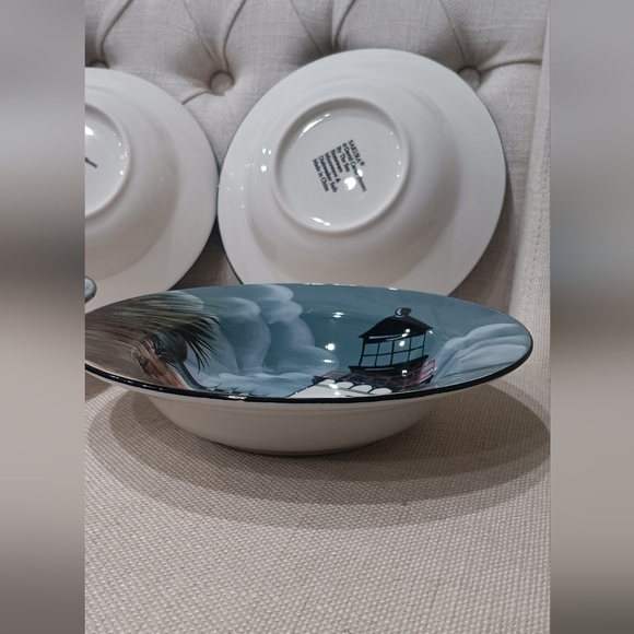 Sakura Nautical Theme Salad Plates "By The Sea" Lighthouses 8" Set of 4 EUC - Picture 9 of 11